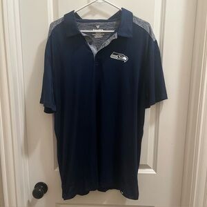 NFL Fanatics Mens Seattle Seahawks Polo Shirt Size XL Blue Logo Football Casual